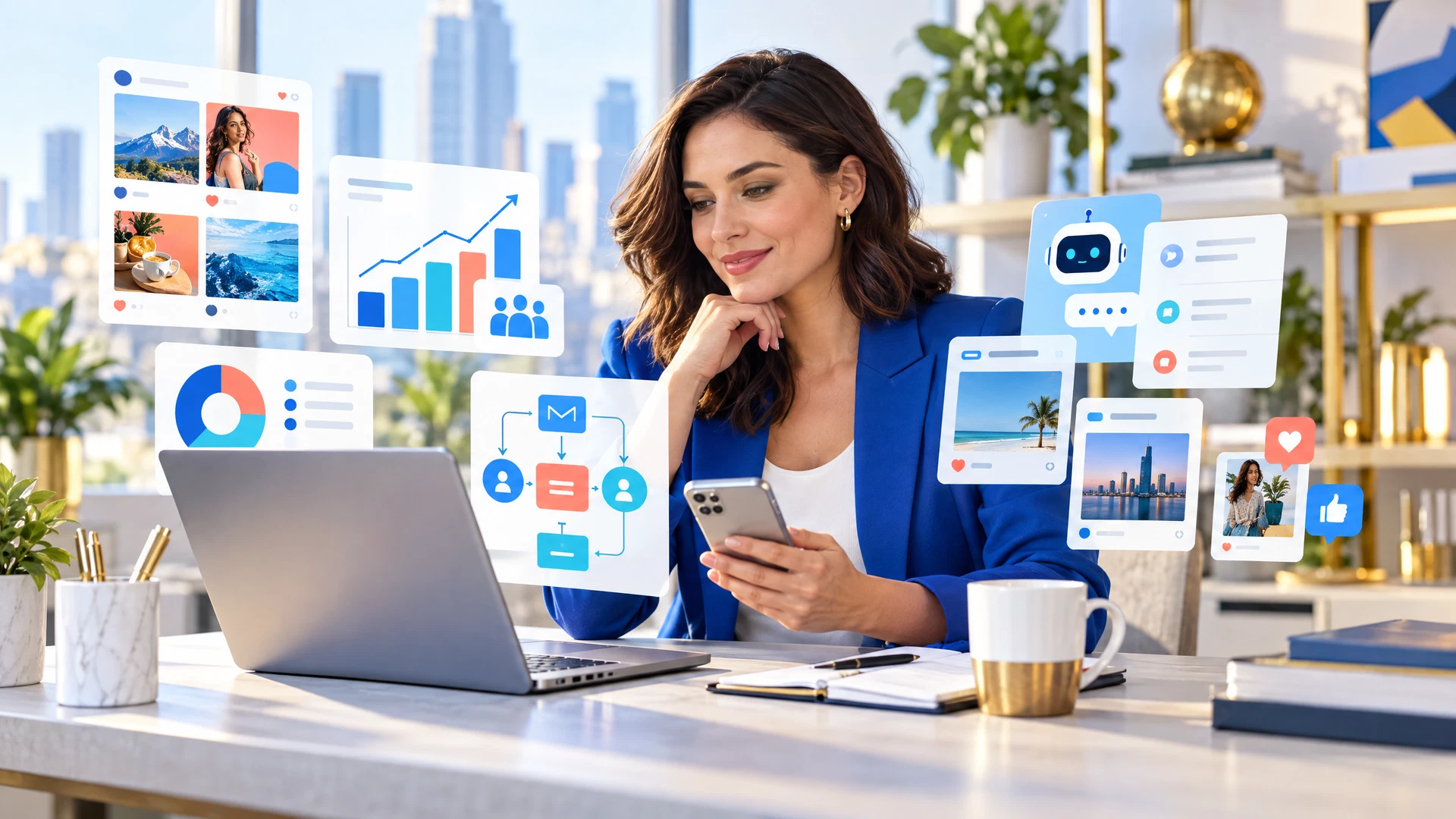 Learning AI-powered social media and marketing at a sales seminar